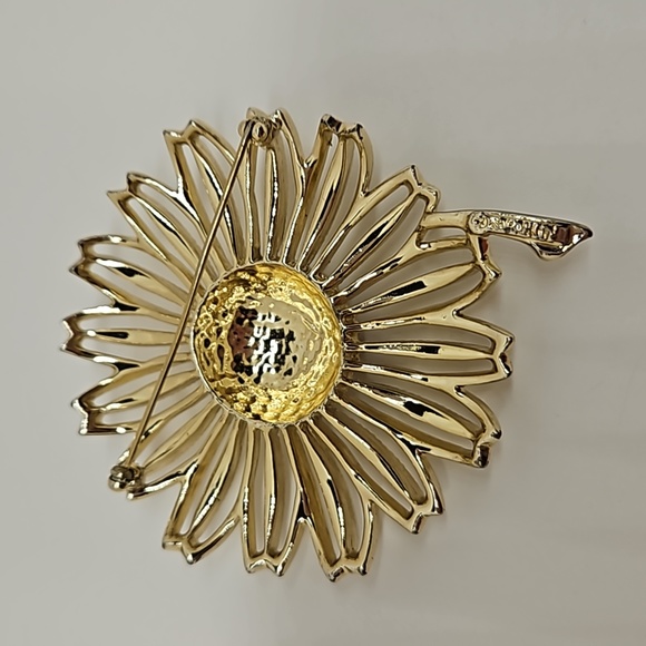 Sarah Cov Signed Daisy Mae Sunflower Brooch Pin Coventry - Picture 2 of 4